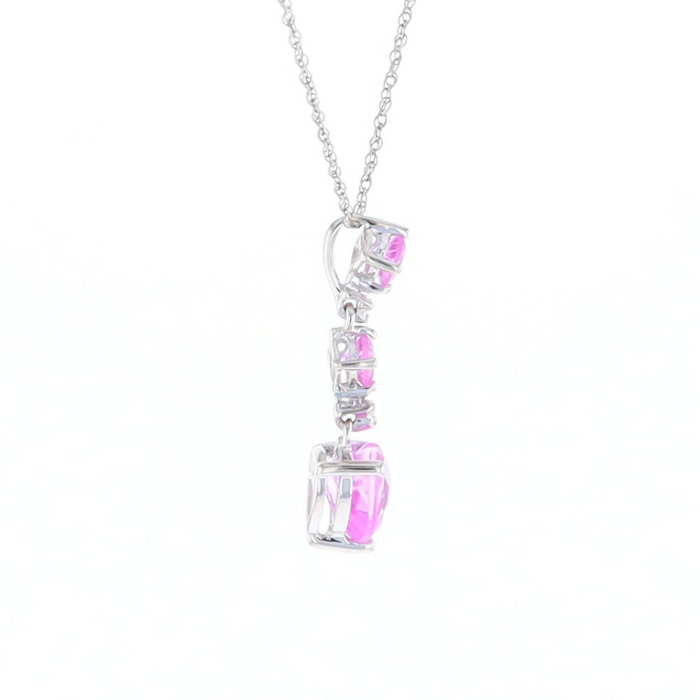 Synthetic Pink Sapphire Dangle Heart Necklace GVM8524