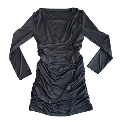 plunging neck ruched bodycon dress Deep V-Neck Ruched Waist Tie Backless Bodycon Dress