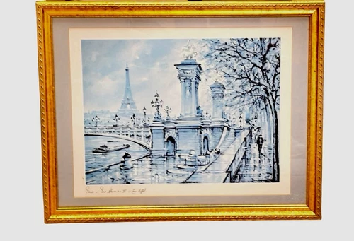 Original Watercolor Painting SIGNED By J. Cneirgo Of Pont Alexander III Bridge