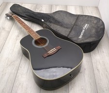 Black Stretton Payne SPD1BK Acoustic Guitar With Bag. Ideal For Beginners.VGC