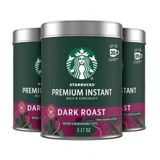 (3 Pack) Starbucks Premium Instant Coffee, Dark Roast, 100% Arabica, 3.17 Oz Ea
