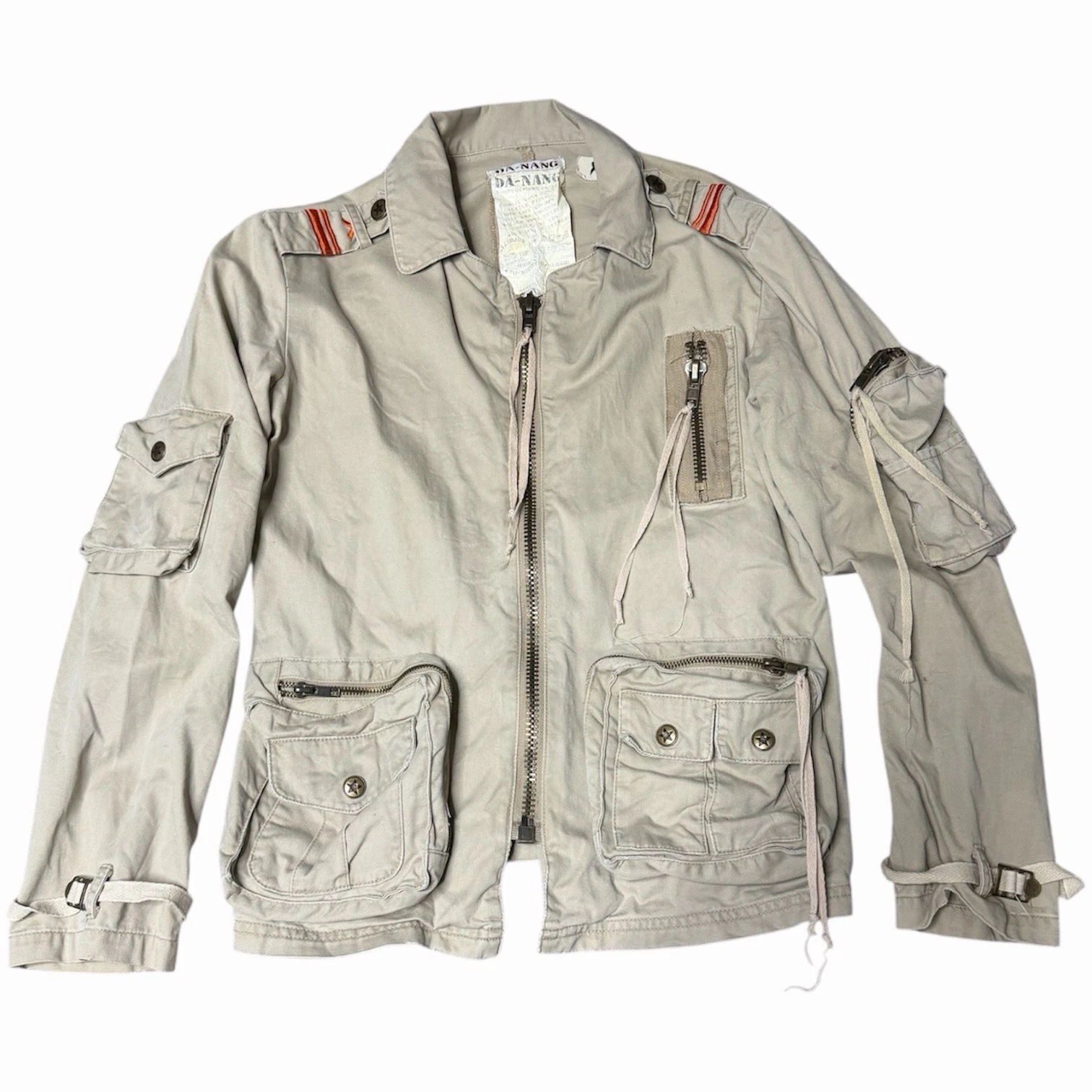 Da-Nang Y2K Deconstructed Utility Jacket SZ XS Khaki Industrial Grunge Military