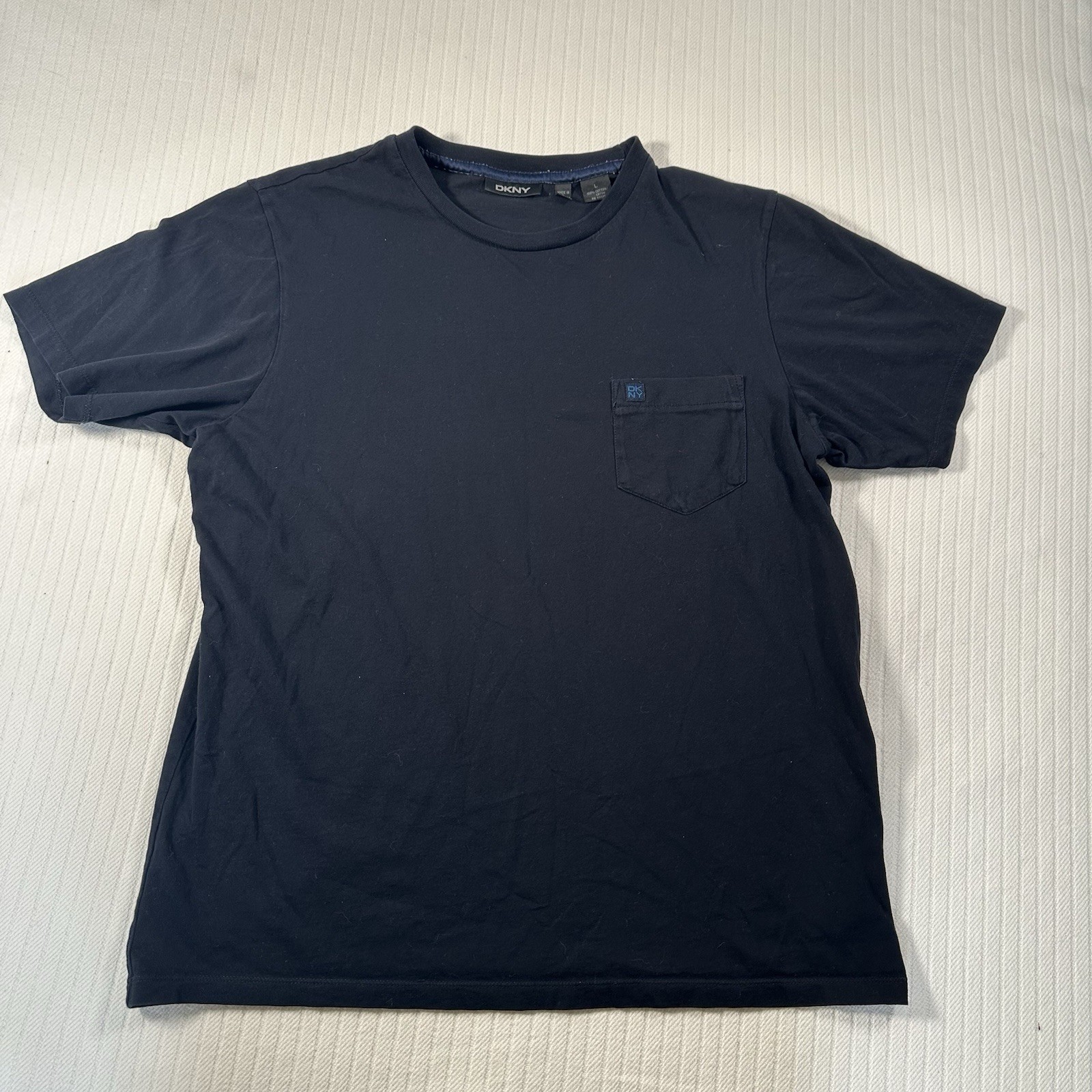DKNY Men’s Large T-Shirt Black Pocket Tee Short Sleeve Crew Neck