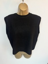 Black Backless Open Back Short Knitted Sleeveless Cropped Tie Top NWOT Tie Small