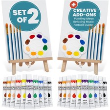 Set of 2 Painting Kits for Adults and Couples - Sip and Paint Kit for Date Ni...