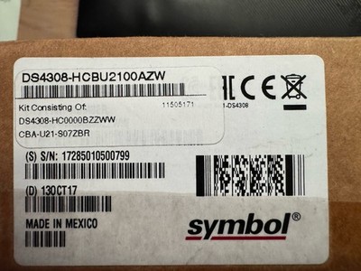 Symbol DS4308-HC0000BZZWW Barcode Scanner, HC, 2D Area Imager NIB