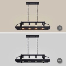 WUZUPS 4-Light Metal Pot Hanging Rack Chandelier Linear Pendant Ceiling Lighting