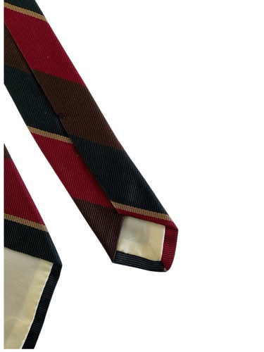 Corbata de seda inglesa vintage Brooks Brothers Makers años 60 azul marino rojo marrón a rayas - Imagen 11 de 14