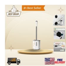 Elegant Compact Toilet Brush Holder - Space Saving with Stainless Steel Handle