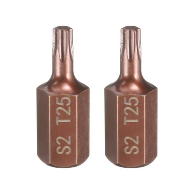 2x T25 Torx Bit 10mm 6-Kant 30mm Magnet Sicherheits-Tamper-Proof S2 Stahl