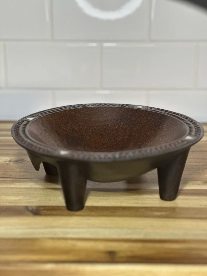 卡瓦碗手工雕刻珍珠镶嵌。 — 第 2/4 张图片