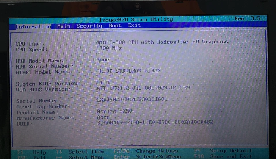 Acer Aspire 5250-0468 Laptop AMD E-300 2GB RAM NO HD/OS (FL) - Image 2 of 4