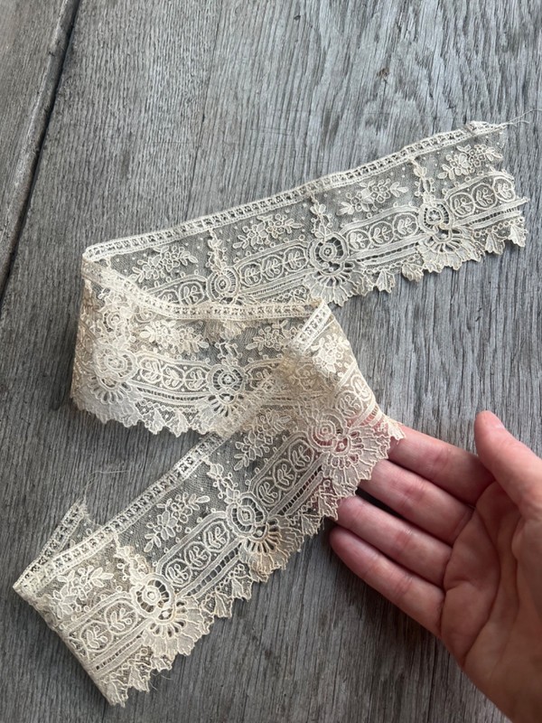point de gaze antique handmade lace yardage 