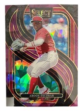 Aroon Escobar 2025 Panini Select MLB PURPLE Prizm Cracked Ice /99 Card #106 