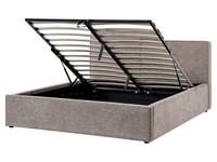 Polsterbett Leinenoptik Taupe Mit Bettkasten Lattenrost 160X200 Cm Asymmetrisch