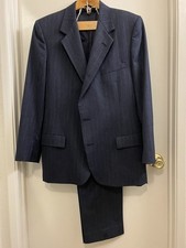 Lanvin Men's Gray Striped Wool 2-Piece Single-Breasted Flat Front Suit Size 44L