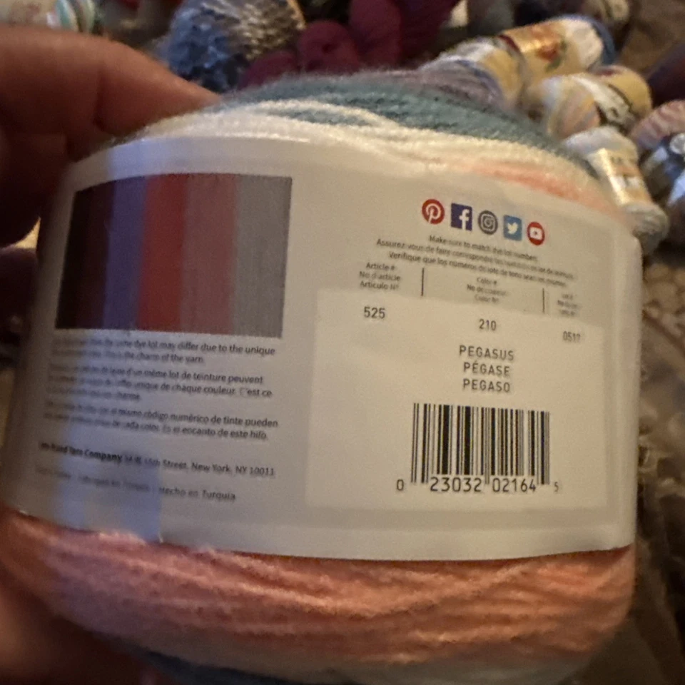 Lion Brand Mandala Acrylic Yarn Pegasus 5.3oz 590 Yd. Purple Peach Green Tones  - Image 3 of 4