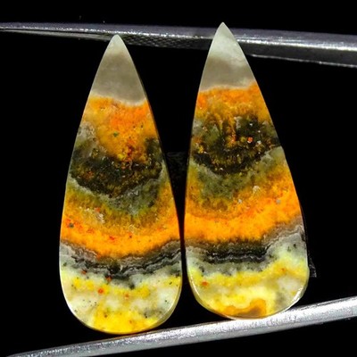 17.70Cts Natural Bumble Bee Jasper Pear Cabochon loose Gemstone 11x26x4mm