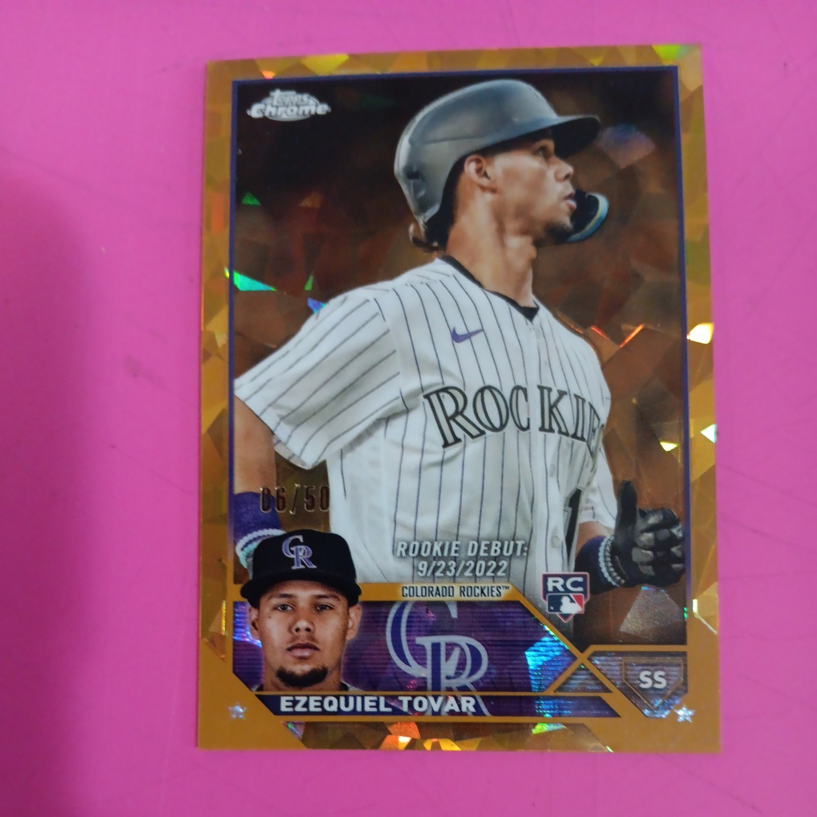 2023 Topps Chrome Sapphire Gold Ice Rookie Debut #USCS122 Ezequiel Tovar /50