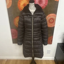 Save the Duck Quilted Plumtech Coat W/Faux Fur Light Cozy Cruelty Free Sz (2) S