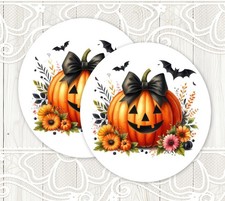 Halloween Watercolor Cute Pumpkins Stickers Round Matte Labels Seals Favors