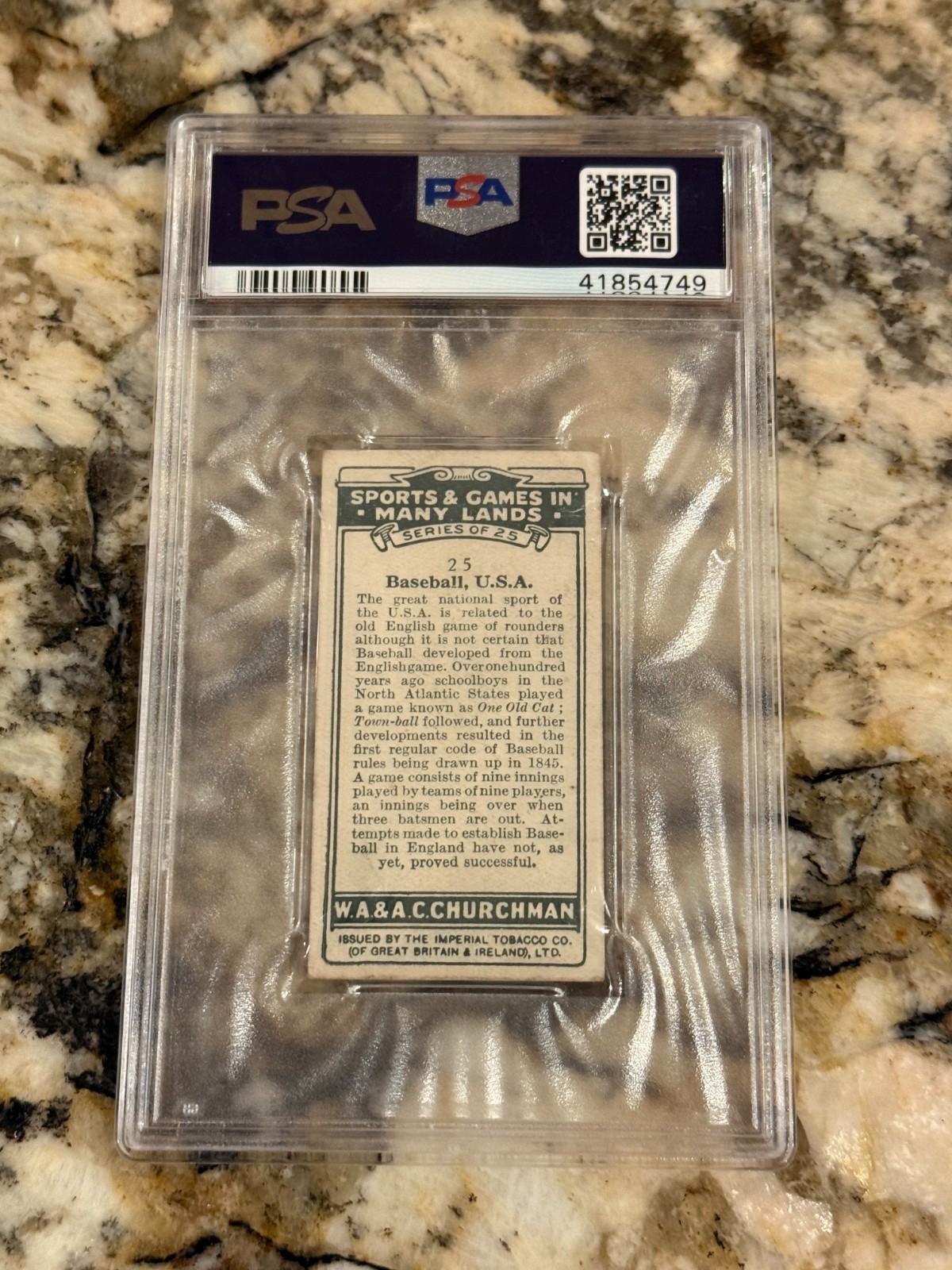 1929 WA&AC Churchman Baseball USA #25 Babe Ruth (Sports & Games) PSA 7 New Slab view 2