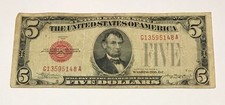 1928C $5 Five Dollar Silver Certificate - Red Seal ~ Circulated