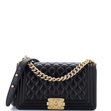 Chanel Boy Flap Bag Quilted Lambskin Old Medium