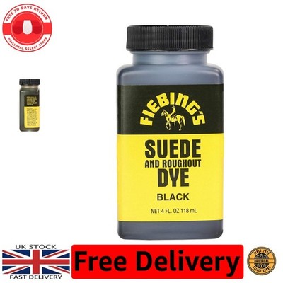 4 Oz. Schwarze Wildlederfarbe von Fiebing - perfekt zum Restaurieren von Lederwaren