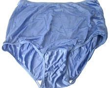 Vintage Vanity Fair Periwinkle Silky Wet Look Sheer Nylon Granny Panties Size 7