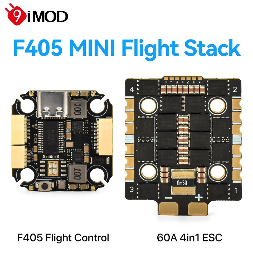 9IMOD MINI F405 Flight Stack F405 FC 60A ESC 3-8S For RC 7-10'' FPV Racing Drone - Image 3 of 4