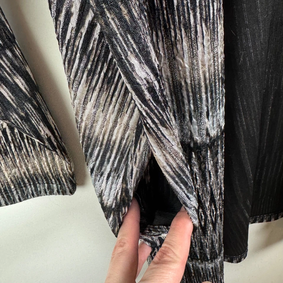 Cárdigan plumero Susan Graver talla 1X frente abierto tejido abstracto elástico viaje Foto 2 de 4