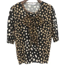 Christian Dior 2009 John Galliano Silk Wool Bow Tie Leopard Knit Top FR 42