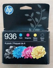 HP 936 CMYK Original Ink Cartridge 4-Pack,Black, Tricolor, EXP DATE: JUN 2027