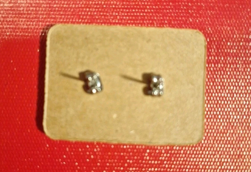 Hello Kitty Face Silver Plated Stud Earrings Sparkly Crystals Red Bow/Face - Image 3 of 4