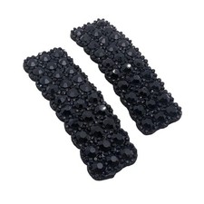 2Pcs Black Rhinestones Snap Hair Clips for Women Girls Rectangular Hairpins K...