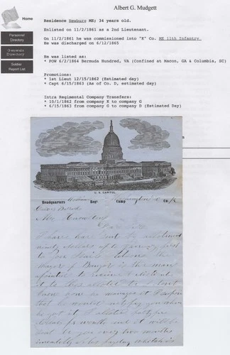 CIVIL WAR LETTER - 11th Maine Infantry - "Damn Villain" Stealing from his Wife!