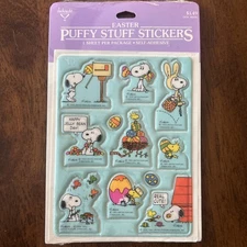Snoopy Easter Puffy Stuff Stickers Ambassador Hallmark Vintage Sealed 1 Pack