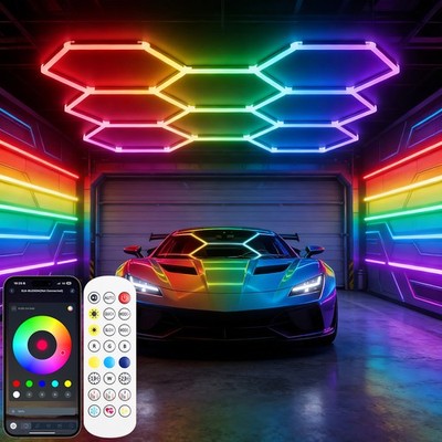 3-14X Hexagon RGB LED Decken Wandleuchte DeckenLampe Werkstatt Garage Lager DIY