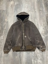 Vintage Carhartt J130 DKB Dark Brown Duck Canvas Hooded l Jacket Men's Medium