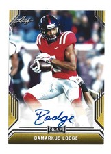 Damarkus Lodge AUTOGRAPH Gold RC Ole Miss Rebels 2019 Leaf Draft AUTO Football 