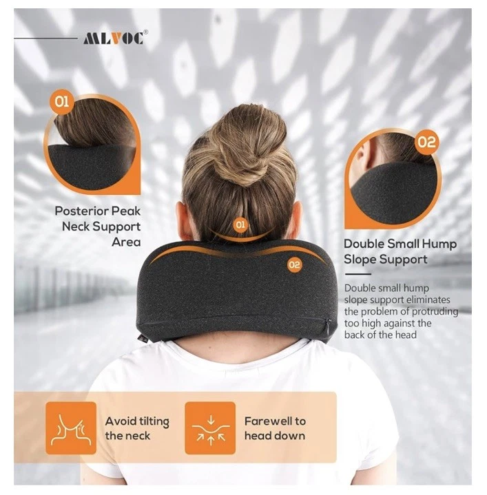 100% Pure Memory Foam Travel Neck Pillow - Comfortable & Breathable for Trips