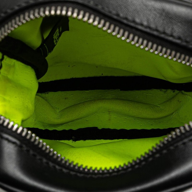 Fendi Ice-U Shoulder Bag Calf Leather Black Neon Yellow Men Used Authentic thumbnail 4