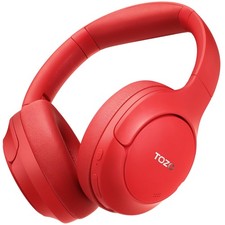 TOZO HT2 ANC Wireless Over-Ear Bluetooth Headphones 60H, App EQ, Deep Bass, Red