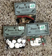Christmas Dress It Up Novelty Buttons Lot Of 3 Snowmen Trees Reindeer NEW SEALED