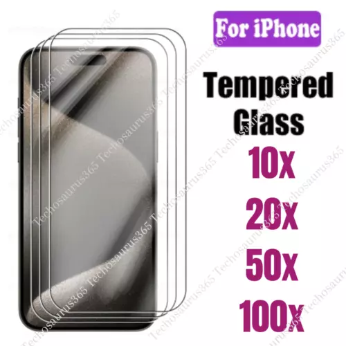 Lot Tempered Glass Screen Protector For iPhone 16 15 14 13 12 11 XR XS X 8 7 6 - Picture 1 of 41