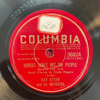 COLUMBIA 36824 Kay Kyser 78rpm Horses Don't Bet On People/Rosemary