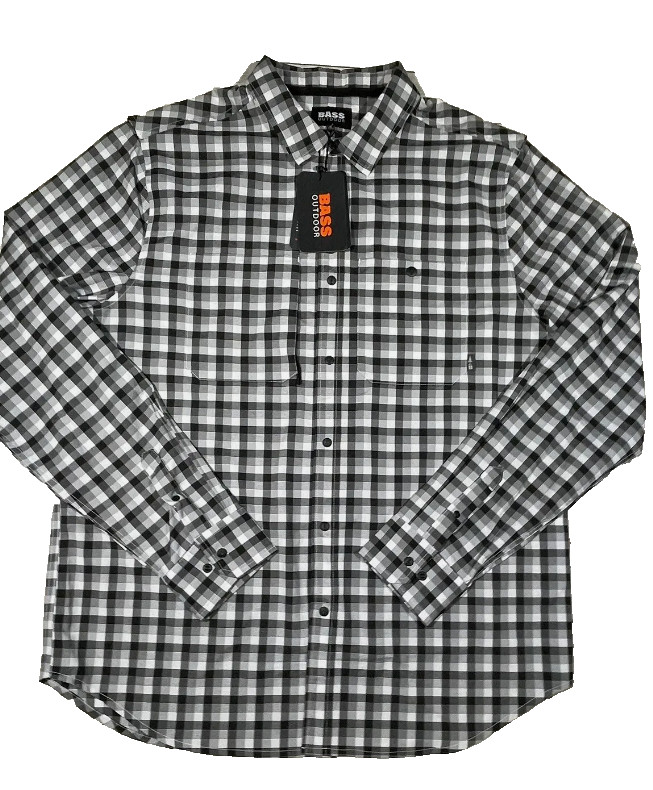 Мужская рубашка Bass Outdoor B-Flex Shield Tech в черно-белую клетку с рейтингом UPF 50 2XL