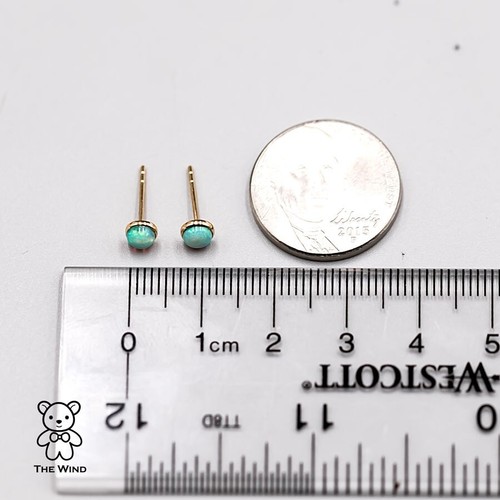 Minimalistische australische massive Opal runde Ohrstecker 18K Gelbgold - Bild 6 von 19