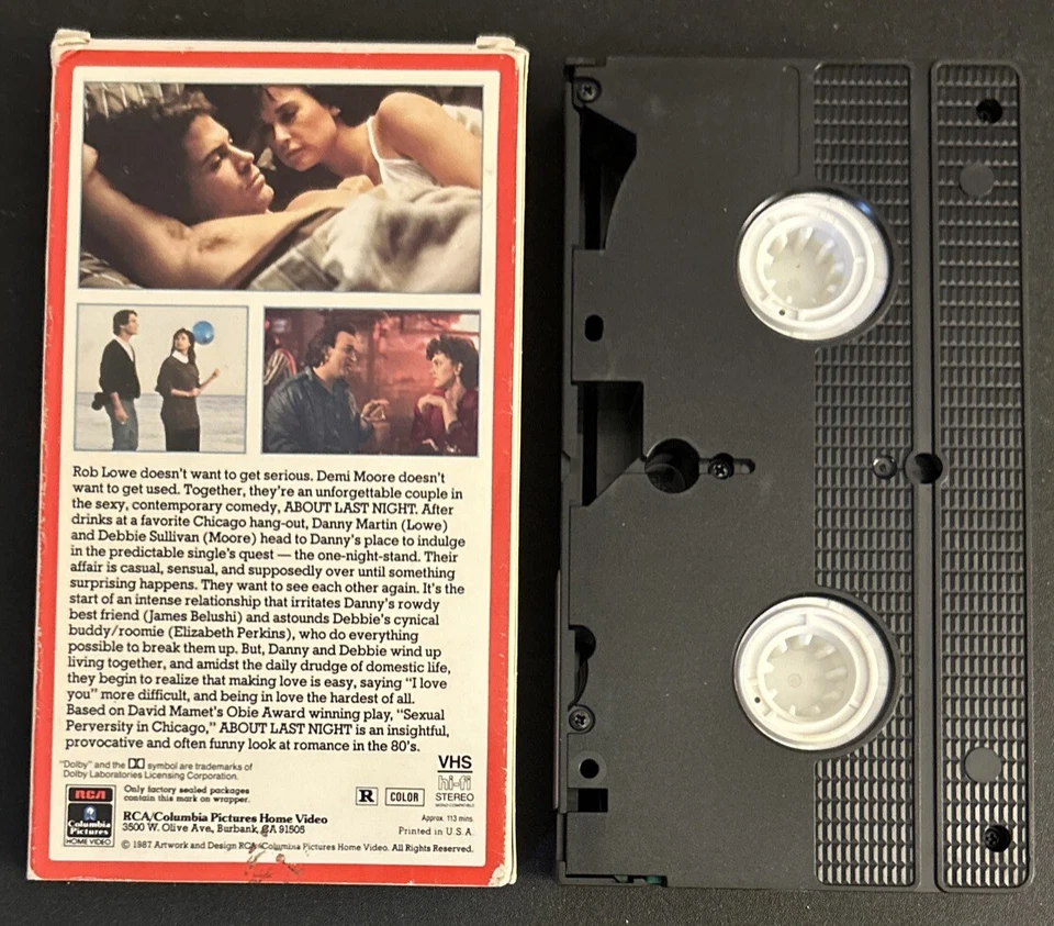 About Last Night VHS Rob Lowe Demi Moore James Belushi Elizabeth Perkins (1986) Foto 2 de 4